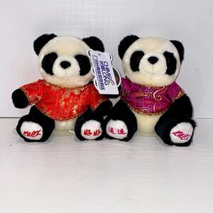 Chinese Luck Panda Bears 2 Bear Bundle
